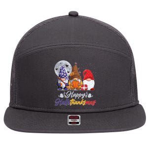 Happy Hallothanksmas Gnomes 7 Panel Mesh Trucker Snapback Hat