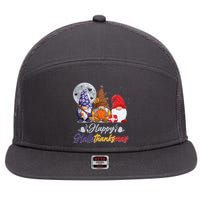 Happy Hallothanksmas Gnomes 7 Panel Mesh Trucker Snapback Hat