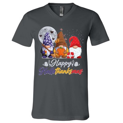 Happy Hallothanksmas Gnomes V-Neck T-Shirt