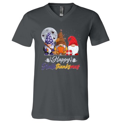 Happy Hallothanksmas Gnomes V-Neck T-Shirt