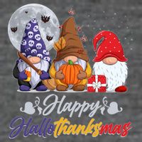 Happy Hallothanksmas Gnomes Button