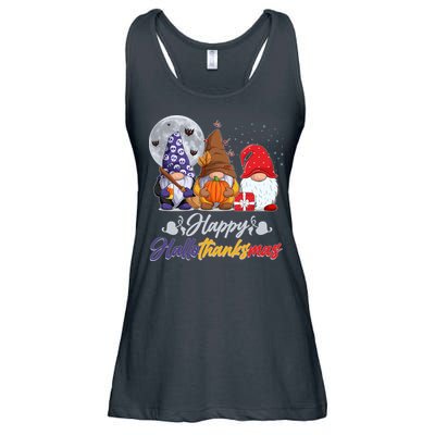 Happy Hallothanksmas Gnomes Ladies Essential Flowy Tank