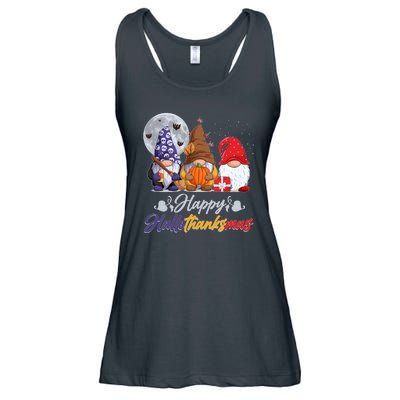 Happy Hallothanksmas Gnomes Ladies Essential Flowy Tank