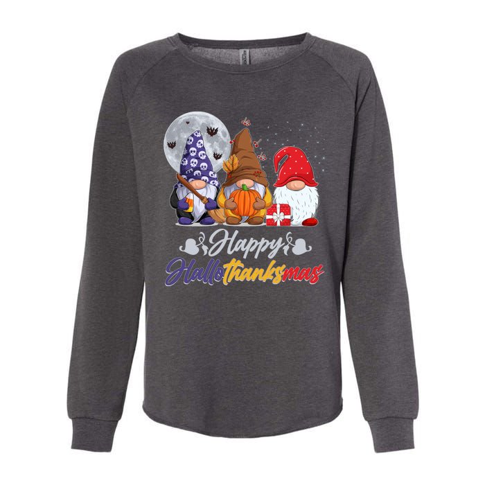 Happy Hallothanksmas Gnomes Womens California Wash Sweatshirt