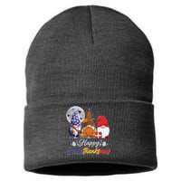 Happy Hallothanksmas Gnomes Sustainable Knit Beanie