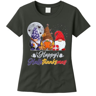 Happy Hallothanksmas Gnomes Womens T-Shirt
