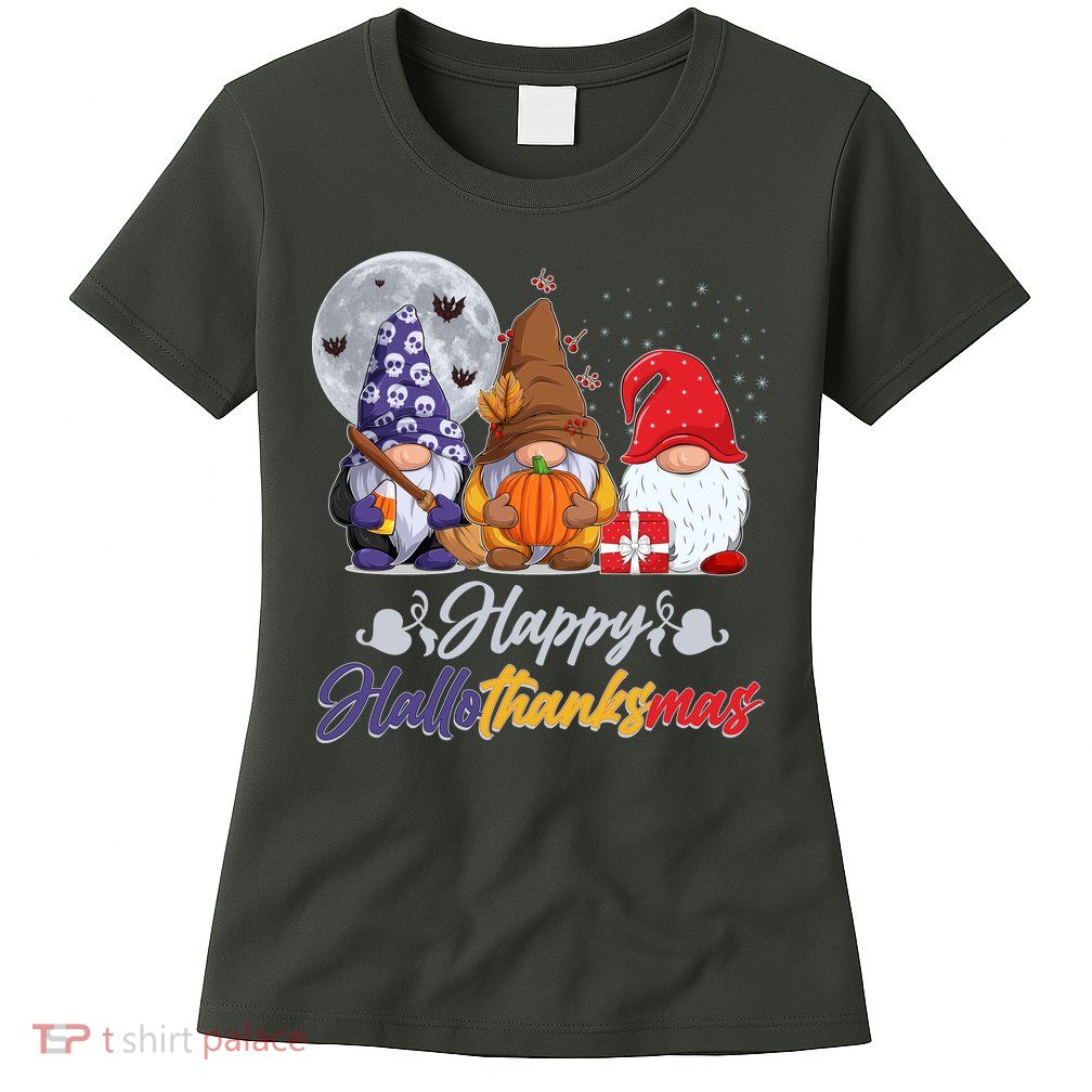 Happy Hallothanksmas Gnomes Womens T-Shirt