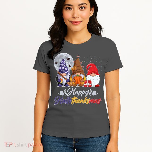 Happy Hallothanksmas Gnomes Womens T-Shirt