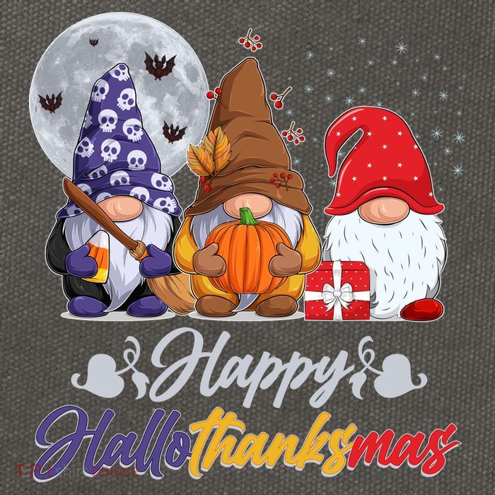 Happy Hallothanksmas Gnomes Cotton Canvas Backpack