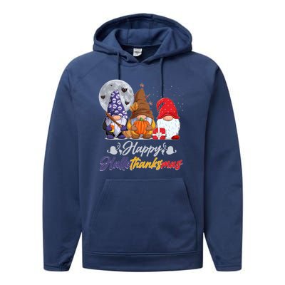 Happy Hallothanksmas Gnomes Performance Fleece Hoodie