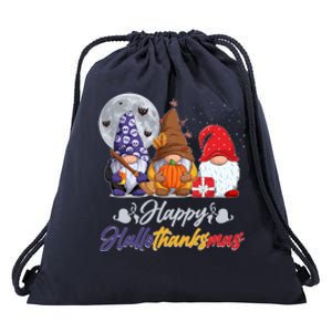 Happy Hallothanksmas Gnomes Drawstring Bag