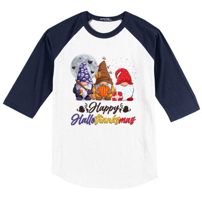 Happy Hallothanksmas Gnomes Baseball Sleeve Shirt