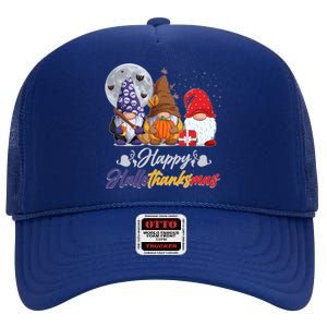 Happy Hallothanksmas Gnomes High Crown Mesh Back Trucker Hat