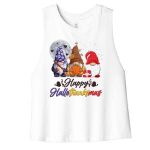 Happy Hallothanksmas Gnomes Women's Racerback Cropped Tank