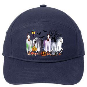 Halloween Horse Ghost Boo Pumpkin Costume Spooky Season 7-Panel Snapback Hat