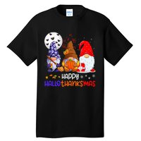 Happy Hallothanksmas Gnomes Halloween Thanksgiving Christmas Tall T-Shirt