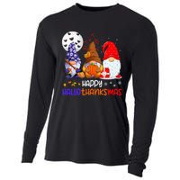 Happy Hallothanksmas Gnomes Halloween Thanksgiving Christmas Cooling Performance Long Sleeve Crew