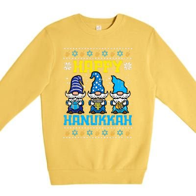 Happy Hanukkah Gnomes Ugly Chanukah Jewish  Premium Crewneck Sweatshirt