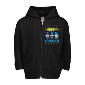 Happy Hanukkah Gnomes Ugly Chanukah Jewish  Toddler Zip Fleece Hoodie