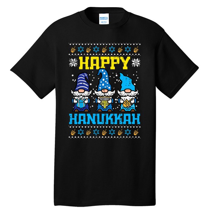 Happy Hanukkah Gnomes Ugly Chanukah Jewish  Tall T-Shirt