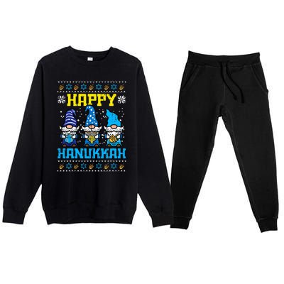 Happy Hanukkah Gnomes Ugly Chanukah Jewish  Premium Crewneck Sweatsuit Set