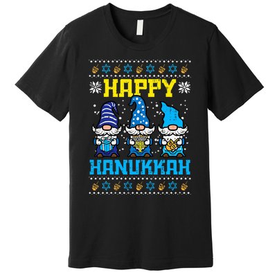 Happy Hanukkah Gnomes Ugly Chanukah Jewish  Premium T-Shirt