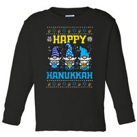 Happy Hanukkah Gnomes Ugly Chanukah Jewish  Toddler Long Sleeve Shirt