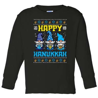 Happy Hanukkah Gnomes Ugly Chanukah Jewish  Toddler Long Sleeve Shirt