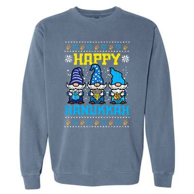 Happy Hanukkah Gnomes Ugly Chanukah Jewish  Garment-Dyed Sweatshirt