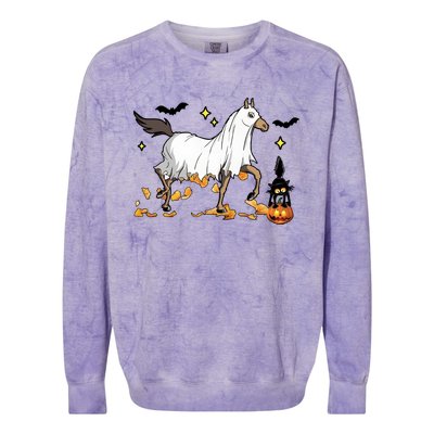 Halloween Horse Ghost Cowboy Western Colorblast Crewneck Sweatshirt