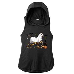 Halloween Horse Ghost Cowboy Western Ladies PosiCharge Tri-Blend Wicking Draft Hoodie Tank