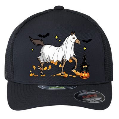 Halloween Horse Ghost Cowboy Western Flexfit Unipanel Trucker Cap