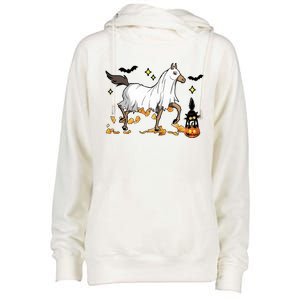 Halloween Horse Ghost Cowboy Western Womens Funnel Neck Pullover Hood