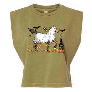 Halloween Horse Ghost Cowboy Western Garment-Dyed Women's Muscle Tee