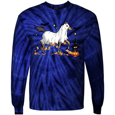 Halloween Horse Ghost Cowboy Western Tie-Dye Long Sleeve Shirt