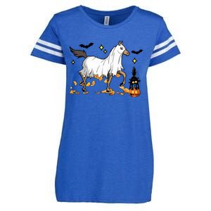 Halloween Horse Ghost Cowboy Western Enza Ladies Jersey Football T-Shirt