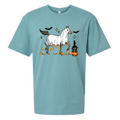 Halloween Horse Ghost Cowboy Western Sueded Cloud Jersey T-Shirt