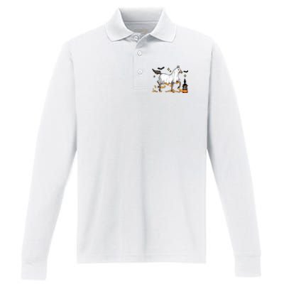 Halloween Horse Ghost Cowboy Western Performance Long Sleeve Polo