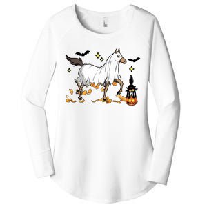 Halloween Horse Ghost Cowboy Western Women's Perfect Tri Tunic Long Sleeve Shirt