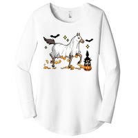 Halloween Horse Ghost Cowboy Western Women's Perfect Tri Tunic Long Sleeve Shirt