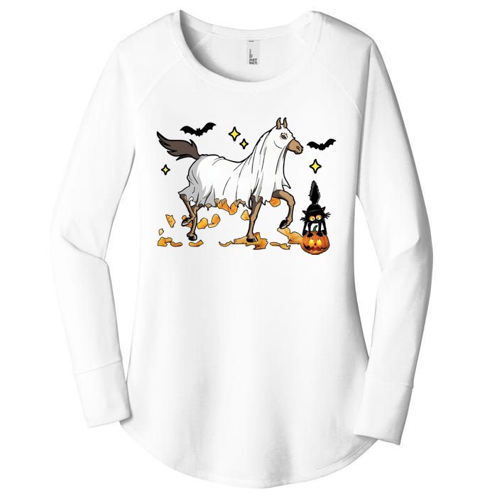 Halloween Horse Ghost Cowboy Western Women's Perfect Tri Tunic Long Sleeve Shirt