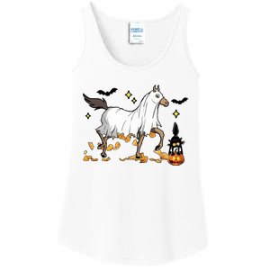 Halloween Horse Ghost Cowboy Western Ladies Essential Tank