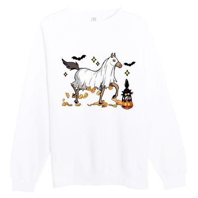 Halloween Horse Ghost Cowboy Western Premium Crewneck Sweatshirt