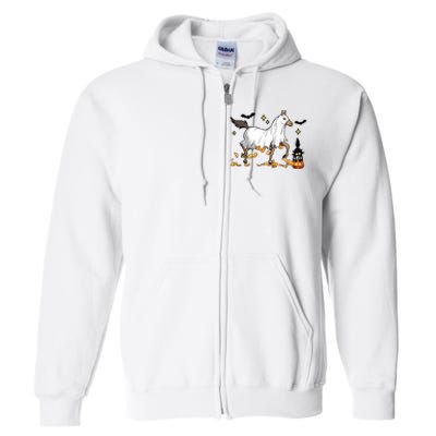 Halloween Horse Ghost Cowboy Western Full Zip Hoodie