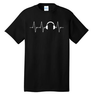 Headphones Heartbeat Gift Musical Instrument Tall T-Shirt