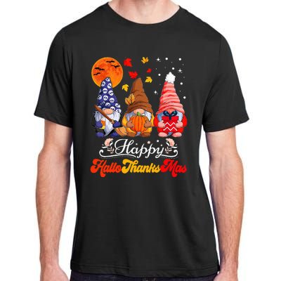 Happy Hallothanksmas Gnomes Halloween Thanksgiving Christmas Adult ChromaSoft Performance T-Shirt