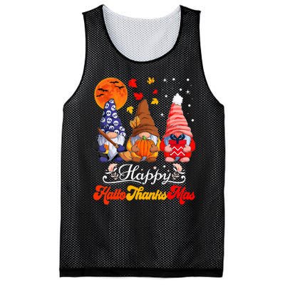 Happy Hallothanksmas Gnomes Halloween Thanksgiving Christmas Mesh Reversible Basketball Jersey Tank