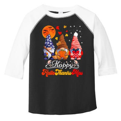 Happy Hallothanksmas Gnomes Halloween Thanksgiving Christmas Toddler Fine Jersey T-Shirt