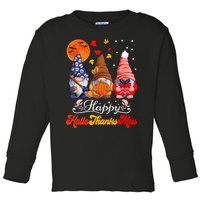 Happy Hallothanksmas Gnomes Halloween Thanksgiving Christmas Toddler Long Sleeve Shirt