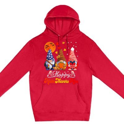 Happy Hallothanksmas Gnomes Halloween Thanksgiving Christmas Premium Pullover Hoodie